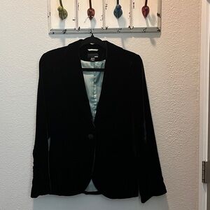 H&M Black Velvet Jacket with Light Blue Lining